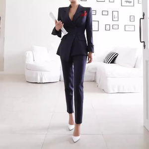 Completi da Ufficio Eleganti e Aderenti per <span class=keywords><strong>Donna</strong></span>, Nuovi Stili di Tailleur Formale Femminile, Set Giacca e Pantaloni a Righe - Product Image 1