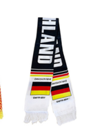 Benutzer definierte Logo Spandex Satin Fußball Team Schal Fan Schal mit Quasten