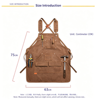 Tablier de Chef en Toile Imperméable Personnalisé Hikeon avec Logo, Poches, pour Cuisine, Restaurant, Café, Personnel, Travail du Bois, Mécanicien - Vente en Gros