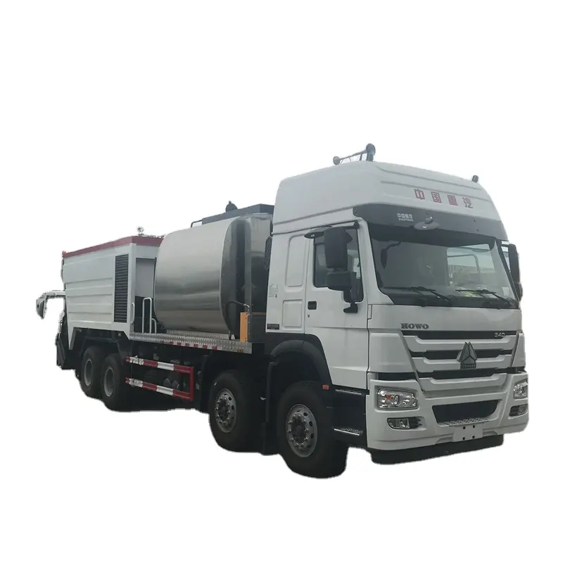 Chengli 8x4 merek sinottruck 8m3 tangki aspal dan tangki kerikil 12m3 mesin jalan distributor aspal chip sinkron truk sealer