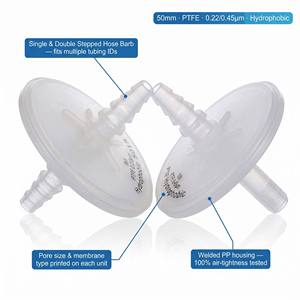 ตัวกรองเข็มฉีดยา PTFE แบบปลอดเชื้อ ขนาด 50 มม. ป้องกันน้ำ ขนาดรูกรอง 0.22/0.45 ไมครอน แบบปลายเรียว สำหรับไบโอรีแอกเตอร์ การหมัก การกรองก๊าซสุญญากาศ - Product Image 4