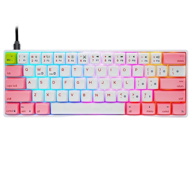 Hot Sale Professional Lower Price 60% Mechanical Keyboard Rgb Mechanical Keyboard 61keys Gateron Switch Keyboard USB Type C Pink