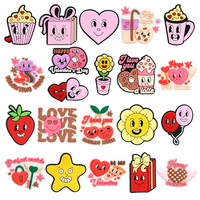 Breloque de chaussure en PVC détachable DIY, motif cœur dessin animé rétro, fleur, dessert, en caoutchouc souple, pour sabots et sandales, accessoires de décoration pour la Saint-Valentin