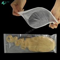 Sacs en plastique transparents réutilisables avec logo personnalisé pour perruques, emballage transparent à fermeture éclair, sacs en PVC transparents à fermeture éclair pour l'emballage en gros