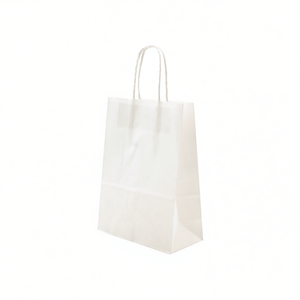 Bolsa de Papel Kraft Blanca Pequeña para Fiestas, 21x15x8cm, con Asas Retorcidas, para Ropa, Manualidades, Velas - Product Image 1