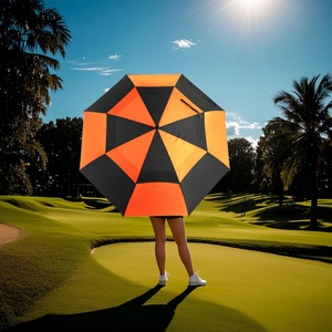 Paraguas de Golf Recto Resistente al Viento, Negro y Naranja, Doble Toldo, Apertura Automática, Grande de 68 Pulgadas, Protección Resistente contra la Lluvia para Exteriores - Product Image 6