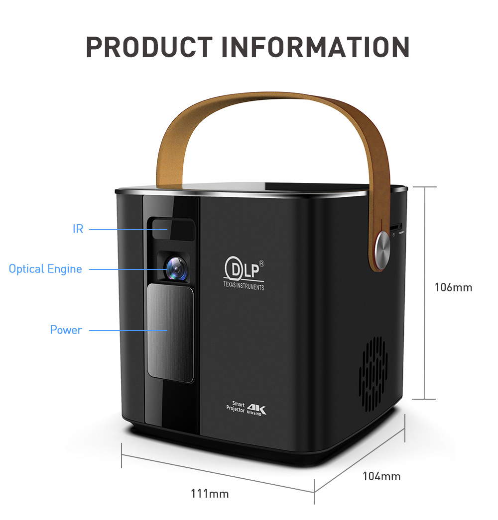 Smart Mini Android 9 DLP LED Projector 6000 LUMENS With Battery