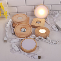 Vente en gros Veilleuse en bois lumineuse avec interface USB Base d'éclairage d'ambiance boule de cristal pour chambre à coucher Décoration intérieure