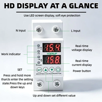 Dispositif de protection contre les surtensions et les sous-tensions AVP 40A 63A 220V 2P 2 pôles monophasé sur rail DIN avec affichage numérique réglable