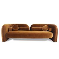 Canapé sculptural moderne en velours marron camel, dossier incurvé, pour salon et hôtel, vente en gros, OEM, sur mesure
