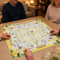 Tapis de table carré pour Mahjong américain, housse de table imprimée citron et lavande, accessoires de Mahjong pour soirée de jeu