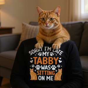 T-shirt à manches longues pour propriétaire de chat tigré orange, pour les amoureux des chats, avec citation amusante sur le thème des chats - Product Image 3
