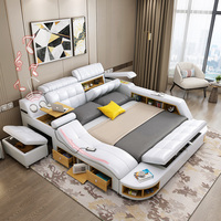 Lit King Size Ergonomique et Moderne, Meuble de Lit Intelligent et Tendance