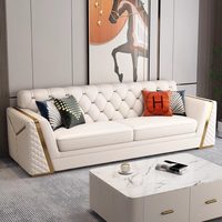 Set Sofa Kulit Mewah Modern untuk Ruang Tamu, Sofa Putih Berlapis Kain, Sofa Seksional untuk Rumah, Hotel, Villa, Furnitur
