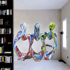 Venta al por mayor: Nuevo set de 3 piezas de estatuas de resina inspiradas en Rodin el Pensador, pintadas a mano, duraderas, OEM/ODM, de gran forma irregular para el hogar. - Product Image 3
