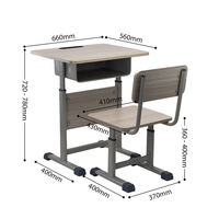 Conjunto de Muebles Escolares Modernos y Sencillos de Metal y Madera, Silla de Escritorio Individual para Estudiantes, Mesa de Estudio para Aula, Ergonómica y Ajustable en Altura