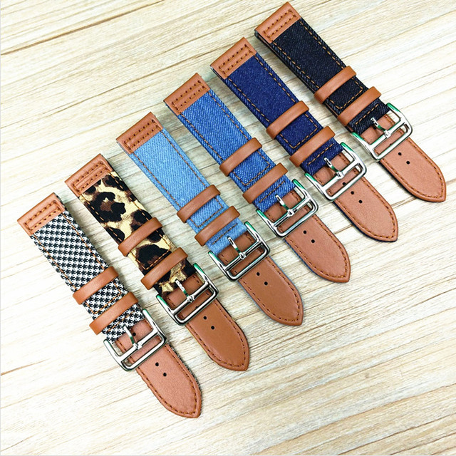 Rubber Elastic Stretch Buckle Quick Release Nylon Band 20 22 mm Straps Smart Watch Leather Strap 22mm