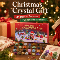 Calendrier de l'Avent en Cristal de Noël 24 Jours, Boîte Mystère de Pierres Brutes Naturelles et Minéraux, Cadeau pour Enfants