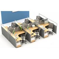 Muebles Grandes: Estación de Trabajo Modular en Forma de L para 6 Personas, Cubículo Moderno de Aluminio para Oficina, Escritorio para Personal, Almacén, Hospital