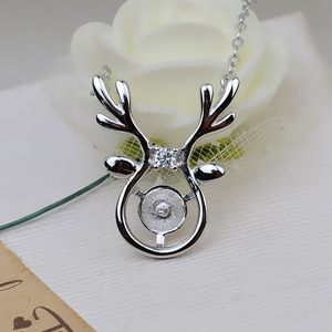 S925 Sterling Silber Hirschgeweih-Anhängerfassung, rhodiniert, DIY Perlenkette Fassungshalter, Schmuckherstellungszubehör - Product Image 2