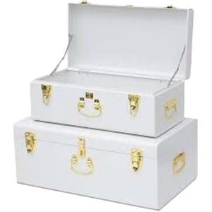 Olive Green Metal Storage Box Lockable Wooden <b>Crate</b> Style Organizer Bin with Handles for Home Office Decor - Product Image 1