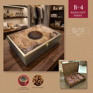 New <b>Gift</b> <b>Box</b> World Resin Handmade Rectangular <b>Box</b> Floral Inlay 14x10 Inch 6 Jars Satin Cloth Interior Multifunction A- - Product Image 4