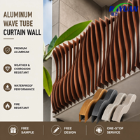 Profilé carré en aluminium moderne à fixation dissimulée pour rideau mural à lattes, résistant aux UV, écologique, pour façade de centre commercial extérieur