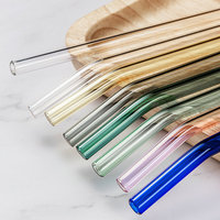Pailles à boire réutilisables en verre borosilicate transparent, certifiées Lfgb, pour cocktails et jus