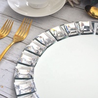 Plaques de présentation en verre miroir avec diamants pour décoration d'événements de mariage vente en gros