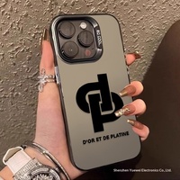 Coque de téléphone portable en PC avec finition peinte anti-traces de doigts, motif paysage urbain de dessin animé, transparente, noire et argentée, pour iPhone 8 Plus et 16 Pro Max