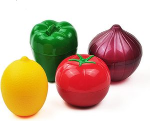 Conteneurs de conservation alimentaire en forme de fruits et légumes, support pour réfrigérateur, bac à légumes, oignon, tomate, citron, poivron vert - Product Image 1