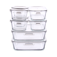 Ensemble de 7 récipients de préparation alimentaire modernes en verre borosilicate de haute qualité, compatibles micro-ondes et réfrigérateur, pour l'organisation du réfrigérateur
