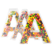 Boîte à bonbons en acrylique en forme de lettre, présentoir en lucite personnalisé pour l'alphabet, pour fête, mariage, table de dessert, rangement alimentaire, décoration