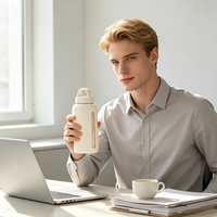 Bouteille d'eau en verre de grande capacité 800 ml pour l'extérieur, personnalisable, avec couvercle de protection et poignée, vente en gros d'usine