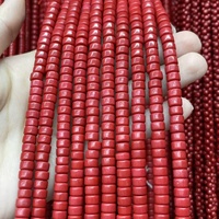 Perles de bambou teintées en forme de baril à coupe droite, perles intercalaires en pierre précieuse rouge en vrac pour la fabrication de bijoux DIY en gros