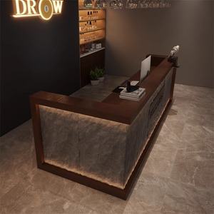 Kích thước tùy chỉnh Thẩm mỹ viện sang trọng hiện đại màu trắng bằng gỗ phía trước quầy tiếp tân với ánh sáng LED - Product Image 2