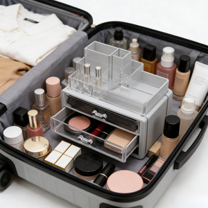 Organizador de Maquillaje Clásico Transparente de PS de 9.5x6x7.3 Pulgadas, Ecológico, con Cajones, Solución de Almacenamiento, Disponible en Almacén de EE. UU. - Product Image 2