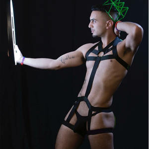 Ceinture <span class=keywords><strong>porte</strong></span>-jarretelles élastique en polyester gothique pour le corps et les fesses, lingerie sexy pour fête gay, ceinture de taille fendue pour les jambes - Product Image 2