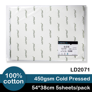 Papier aquarelle <span class=keywords><strong>Leyton</strong></span> 450 GSM pressé à froid 54*38cm 100% coton LD2071 Fabricant Vente en gros OEM Exquis - Product Image 6