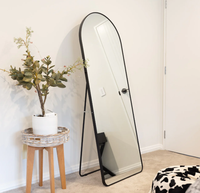 Miroirs décoratifs de style moderne, argentés, réglables, rectangulaires arrondis, pleine longueur, avec éclairage LED, pour usage commercial