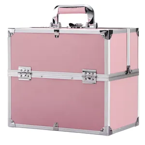 KONCAI FAMA工厂粉色PP层压板手提硬壳美容化妆盒