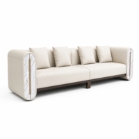 Canapé textile minimaliste robuste de la marque JM |   Canapé trois places rembourré avec structure en bois massif pour salon, vente en gros