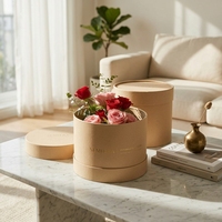 Boîte à fleurs ronde en papier personnalisée, boîte cadeau cylindrique en kraft de luxe