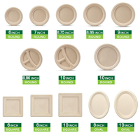 Assiettes en papier jetables pour fêtes, design moderne, biodégradables, en canne à sucre, avec logo personnalisé imprimé, pour les restaurants