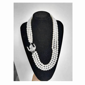 Gargantilla Declaración 3 capas perla con cuentas Strand negro Social Hija De ISIS DOI collares joyería de mujer griega - Product Image 6