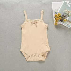 Combinaison en coton tricoté à bords dentelle, couleur unie, printemps-automne, pour bébés 2022 - Product Image 6