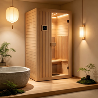 Salle de sauna de luxe sur mesure avec panneaux intelligents en bois de pruche canadien, chauffage infrarouge pour projets de villas, hôtels, spas et centres de bien-être