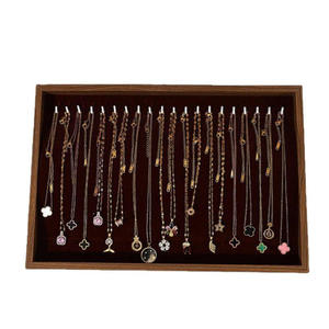 Nuevo Set de Joyería de Moda para Mujer, Bandeja de Almacenamiento de Joyería de Cuero, Bandeja de Madera Hecha a Mano con Divisores - Product Image 3