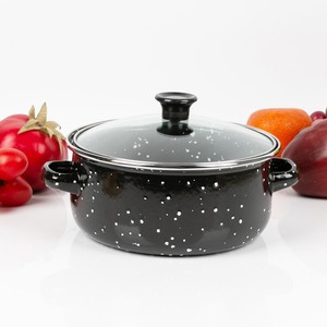 Juego de ollas esmaltadas al por mayor en stock, juego de 5 piezas, olla para sopa esmaltada, olla para guisar negra moteada, olla para sopa, olla de doble asa - Product Image 6