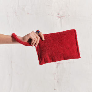 Portable Logo Personnalisé 100% Coton Éponge <span class=keywords><strong>Tissu</strong></span> Éponge Maquillage Sac Serviette Vierge Matériel Cosmétique Sac avec Poignée Souple - Product Image 2